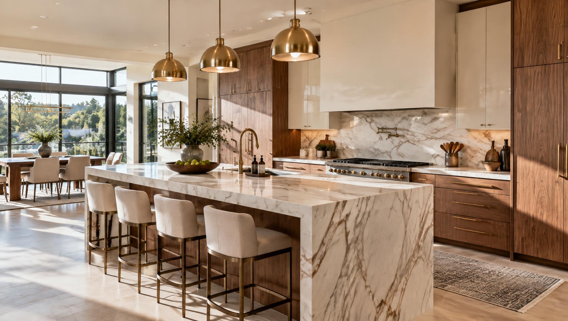 Custom Italian kitchen with island in a Dearborn Heights, Michigan home