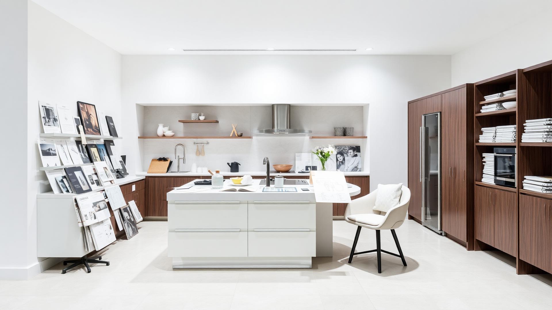 Kitchen design consultation area inside the Binova Ace Kitchen & Decor showroom